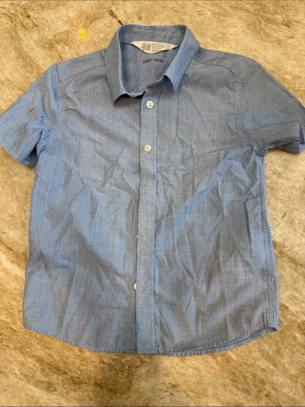 H&M boys Light Blue Short Sleeve Button-Down Shirt